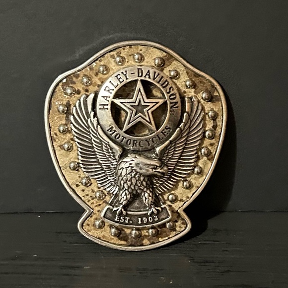 Harley-Davidson Other - Rare Vintage Harley Davidson Fat Boy Star Snakeskin Biker Belt Buckle